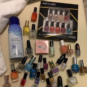 Various new and used nail polishes